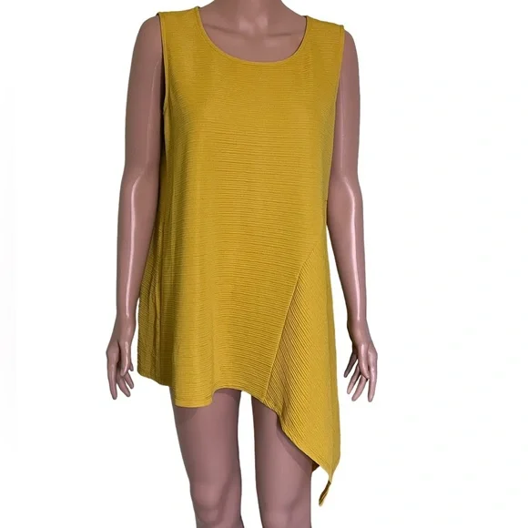 NWOT Alfani Striped Sleeveless Scoop-Neck Top, Goldenrod | 0X (12W) - Picture 1 of 11